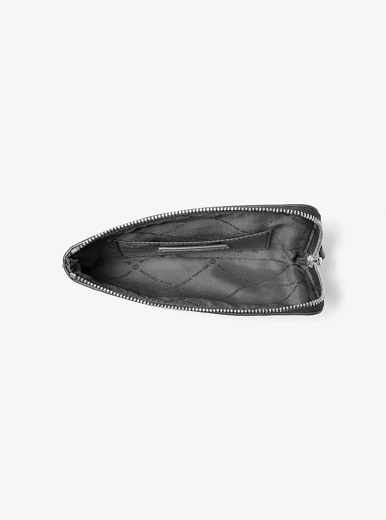 Jet Set Travel Small Burnished Logo Embossed Wristlet in BLACK | Michael Kors