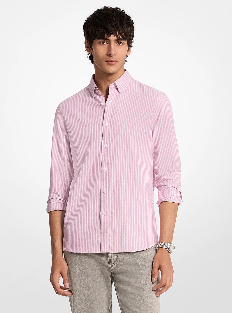 Classic-Fit Striped Cotton Shirt in ROSEWOOD | Michael Kors