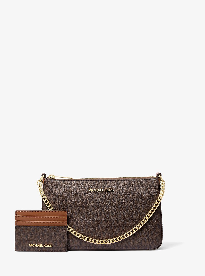 Medium Logo Pouch and Card Case Gift Set in BROWN | Michael Kors