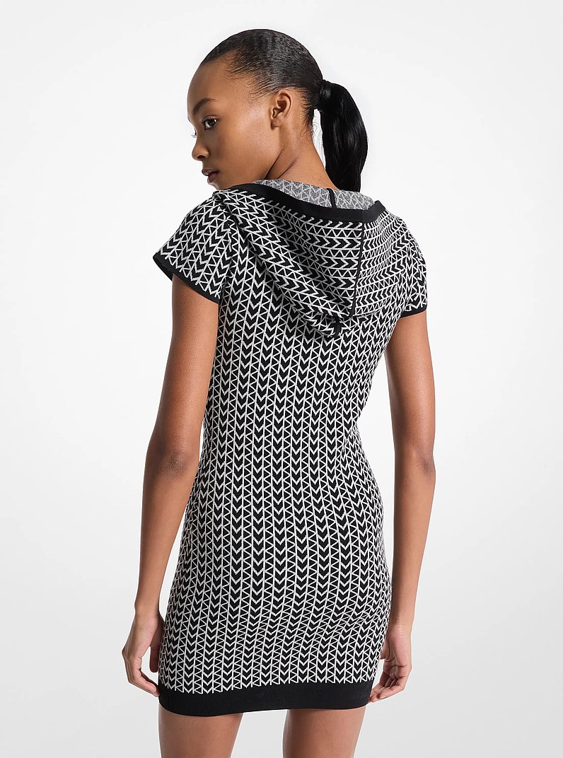 Abito con cappuccio e logo jacquard MK2000 in NICHEL | Michael Kors