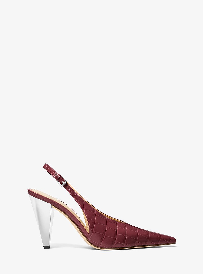 Electra Crocodile Embossed Leather Slingback Pump in OXBLOOD | Michael Kors