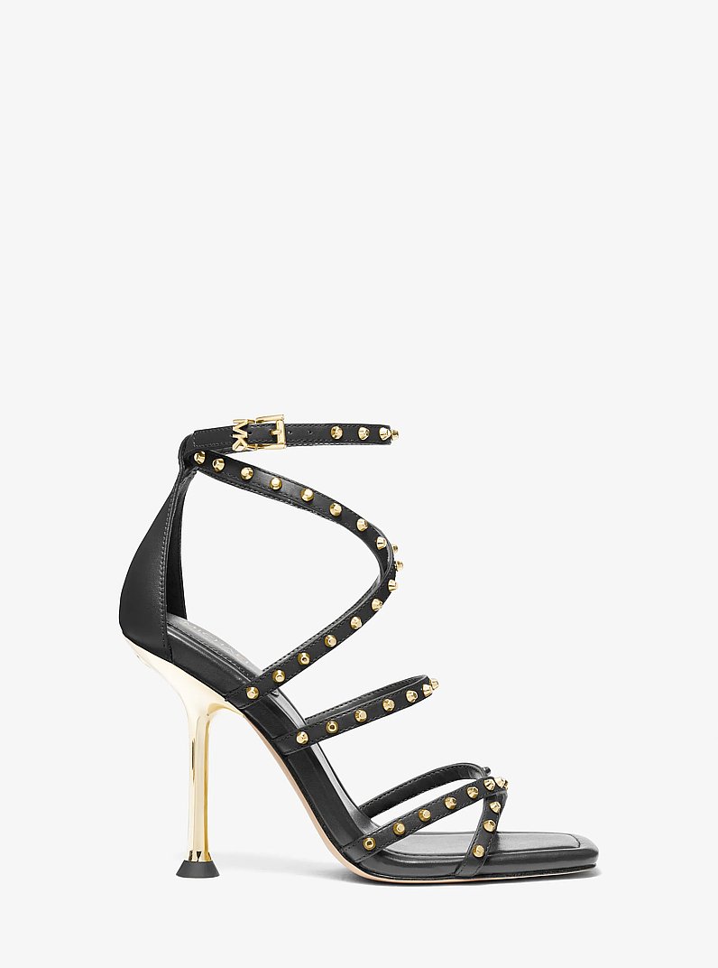 Imani Studded Leather Sandal in BLACK | Michael Kors