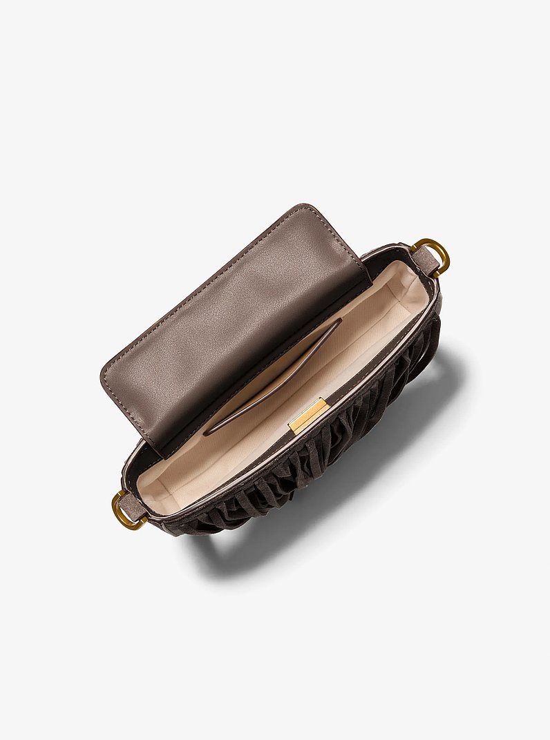 Bryant Small Fringed Suede Convertible Pochette in CHOCOLATE | Michael Kors