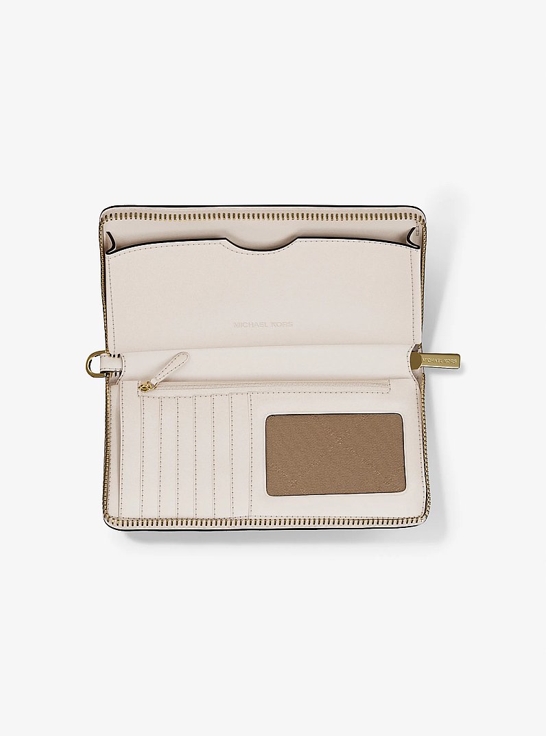 Large Pebbled Leather Smartphone Wristlet in LT CREAM | Michael Kors