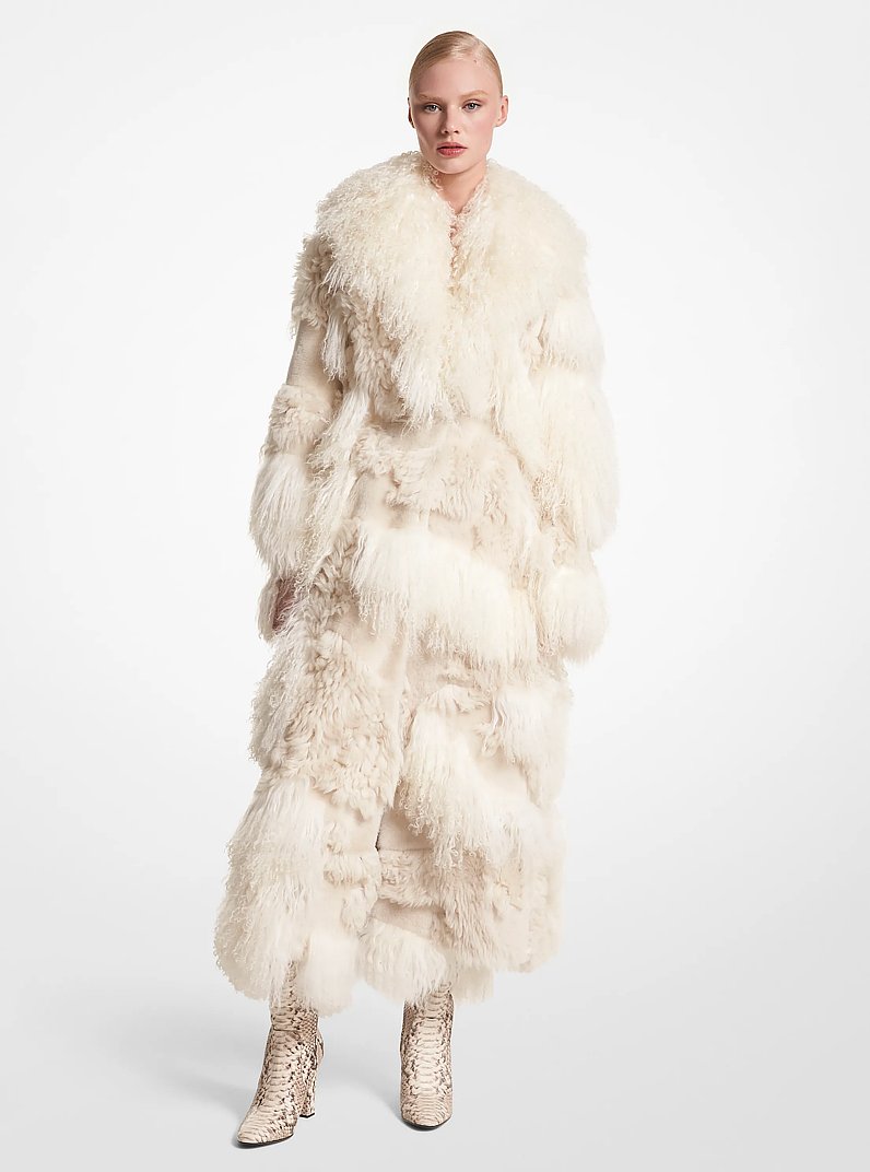Mongolian Shearling Coat in IVORY | Michael Kors