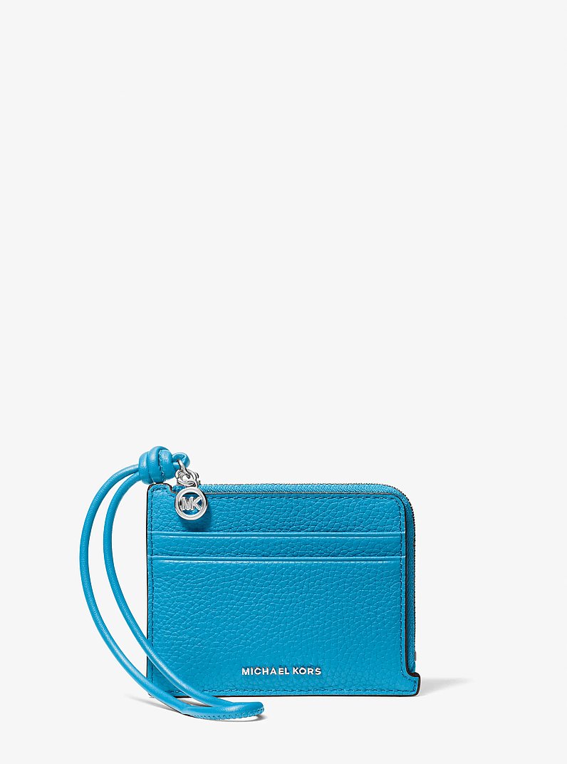 Porta carte di credito con cinturino da polso Jet Set piccolo in pelle martellata in BLU MILOS | Michael Kors