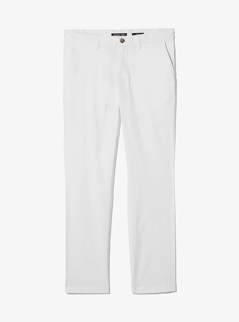 Slim-Fit Cotton Blend Chino Pants in WHITE | Michael Kors