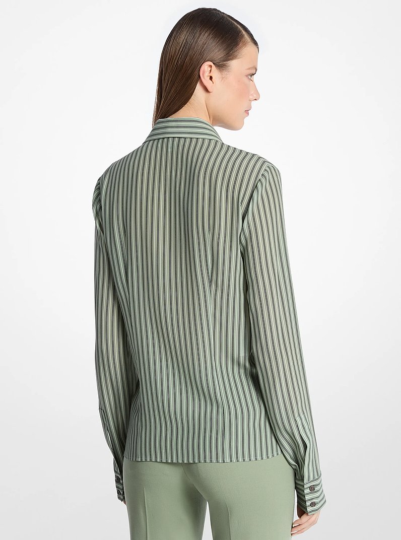 Camisa Hansen de crep&eacute; de seda a rayas in VERDECELAD&Oacute;N | Michael Kors