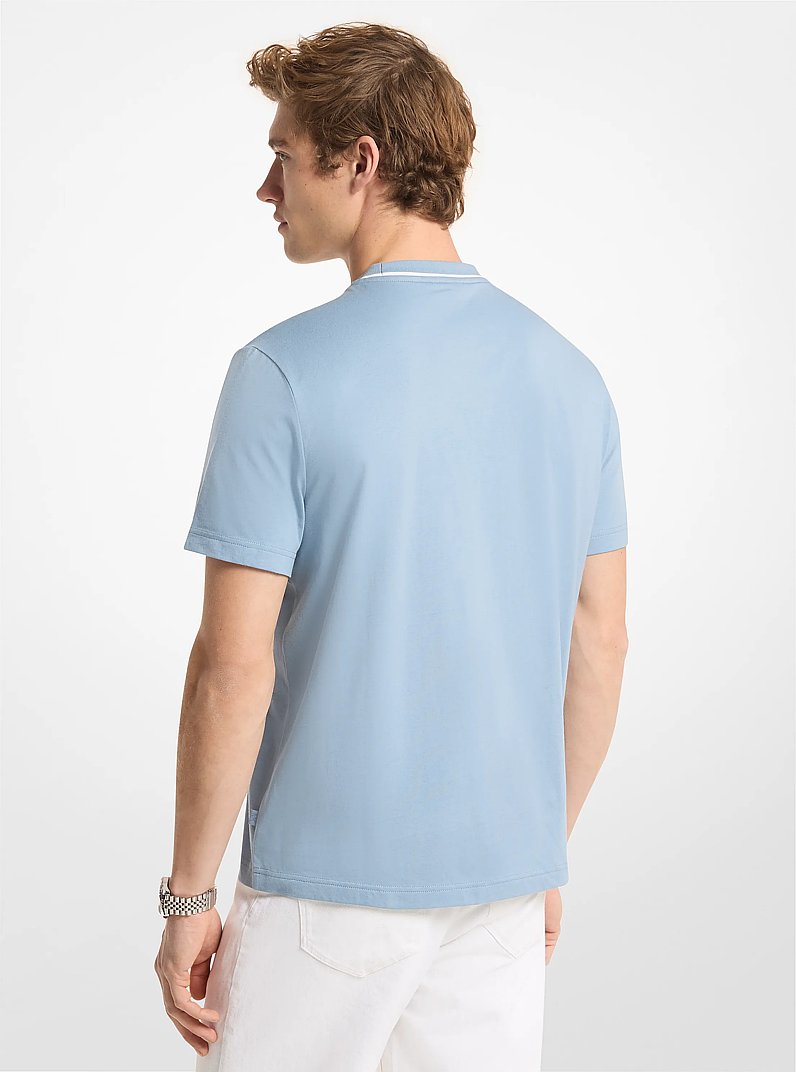 T-shirt in jersey di cotone con logo sul bordo in CHAMBRAY | Michael Kors