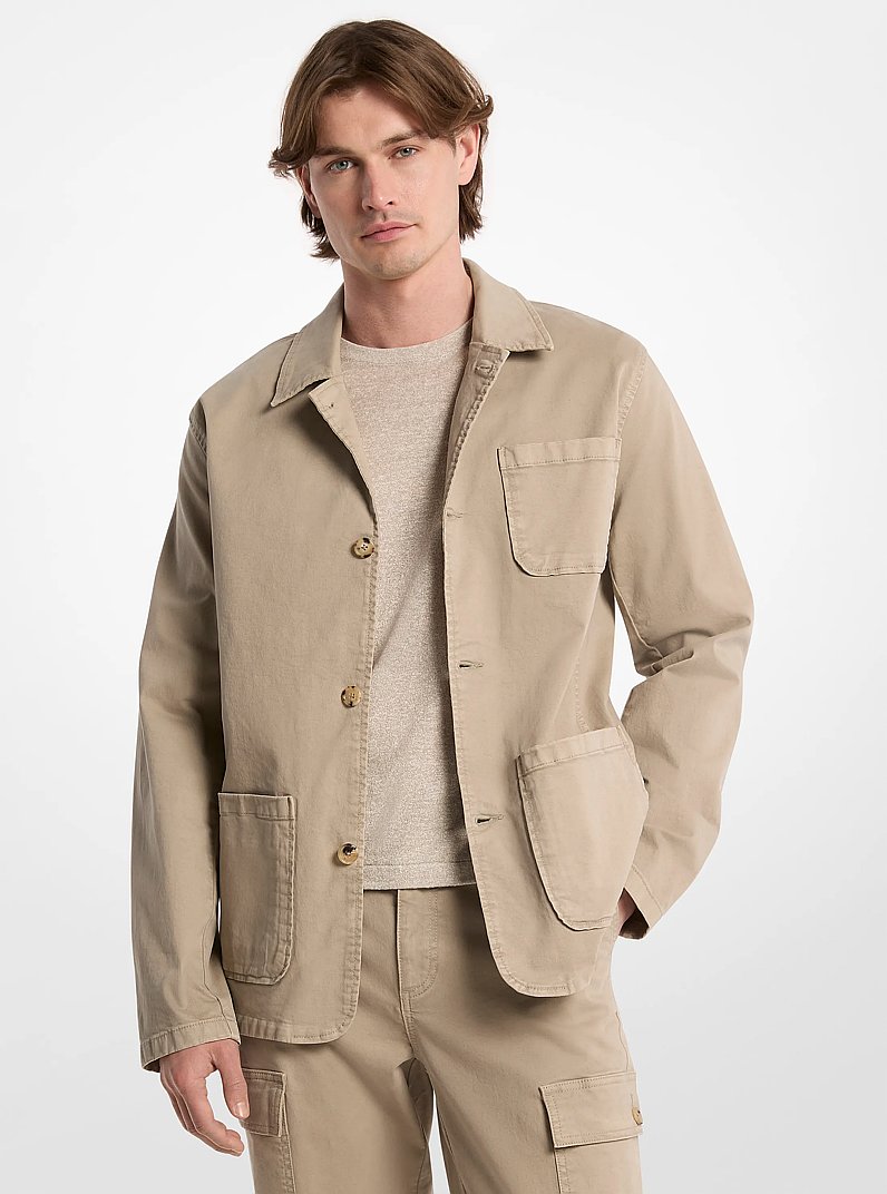 Stretch Cotton Twill Chore Jacket in DUSTY SAGE | Michael Kors