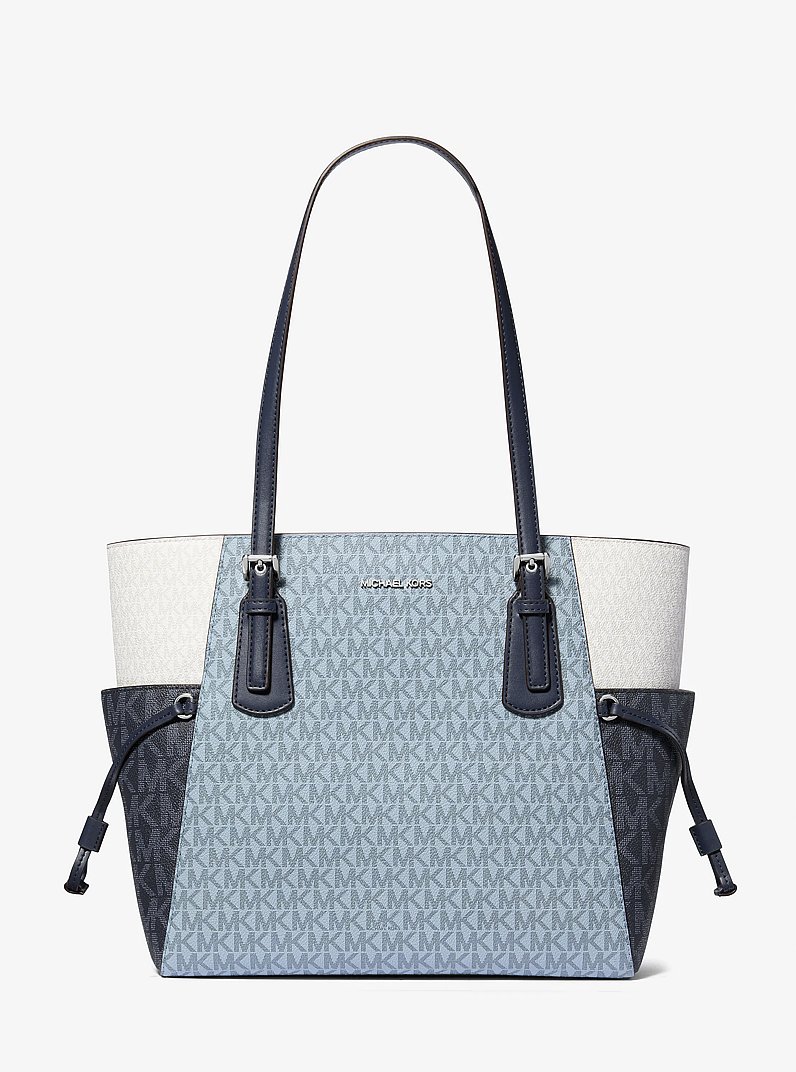 Voyager Large Color-Block Signature Logo Tote Bag in ADMIRL MULTI | Michael Kors
