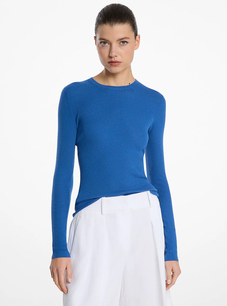 Hutton Featherweight Cashmere Sweater in OCEAN | Michael Kors