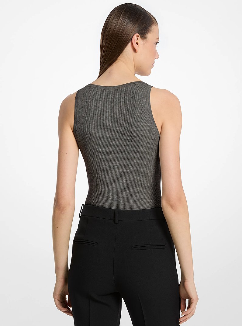Ribbed Stretch Viscose Tank Top Bodysuit