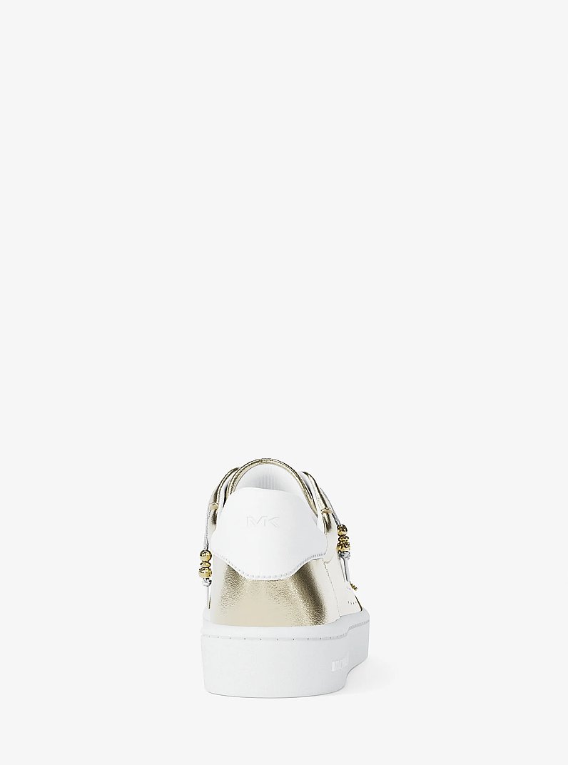 Scotty Embellished Metallic Leather Sneaker in PALE GOLD | Michael Kors