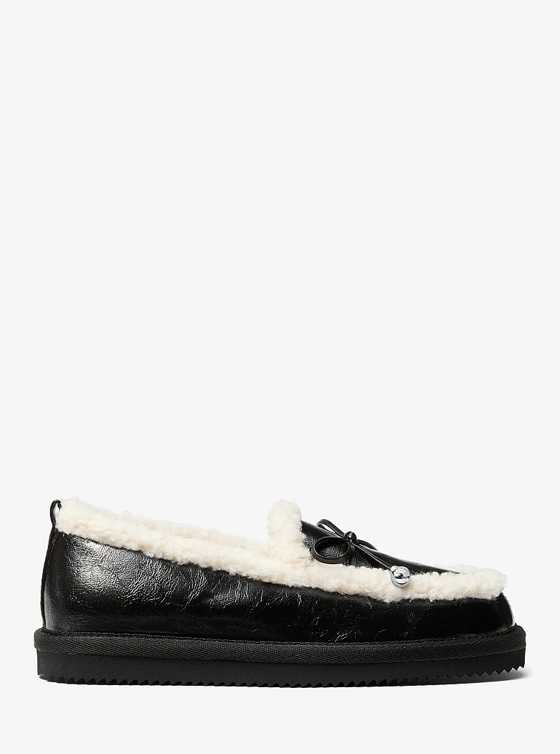 Jo Faux Shearling Trim Moccasin in BLACK | Michael Kors