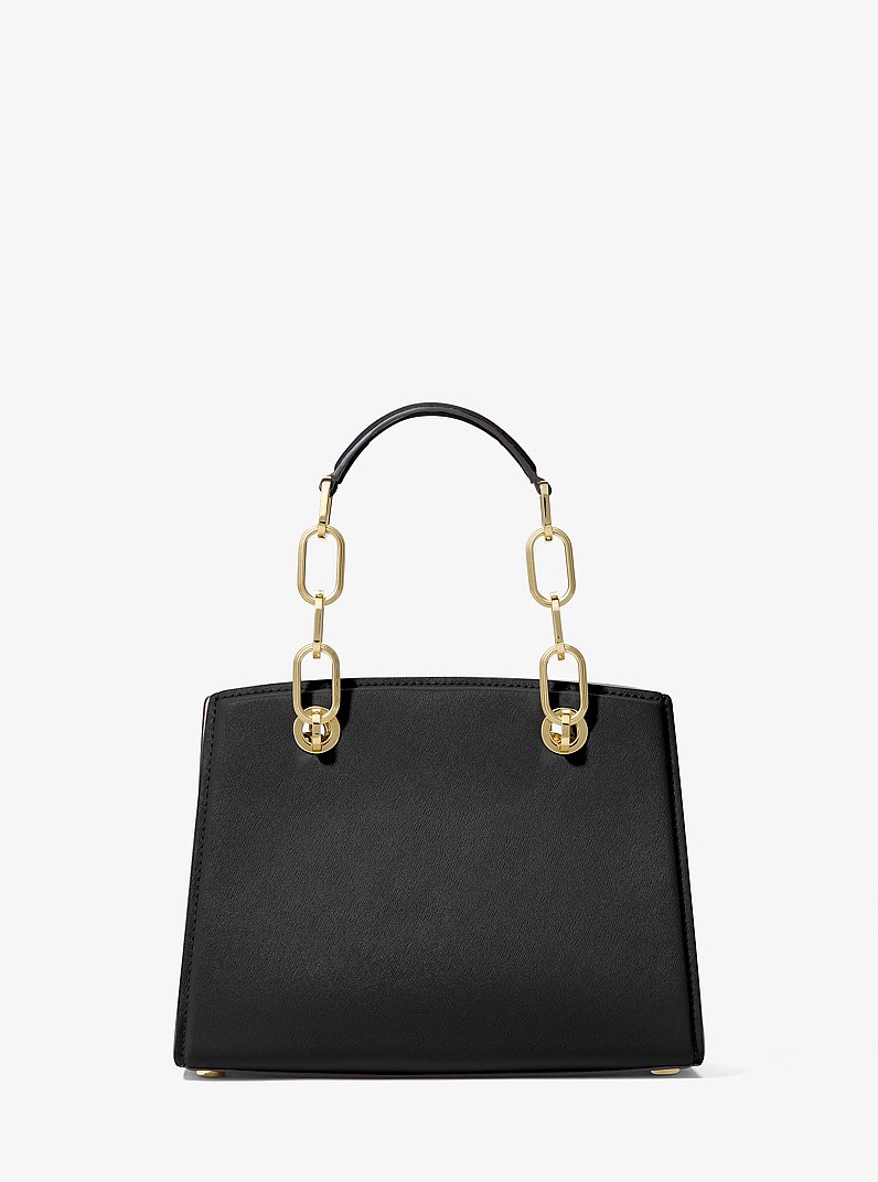 Cynthia Small Leather Satchel in BLACK | Michael Kors