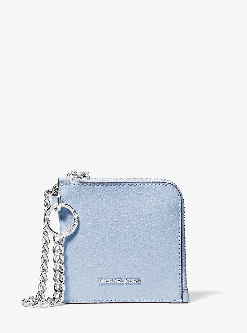 Jet Set Travel Medium Pebbled Leather Chain Wallet in PALE OCEAN | Michael Kors