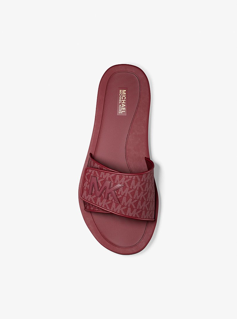Palmer Signature Logo Slide Sandal in MAROON | Michael Kors