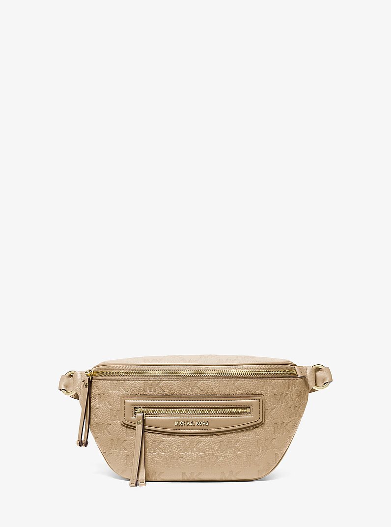 Sling-Tasche Jet Set Travel Medium aus Leder mit Logopr&auml;gung in KHAKI | Michael Kors