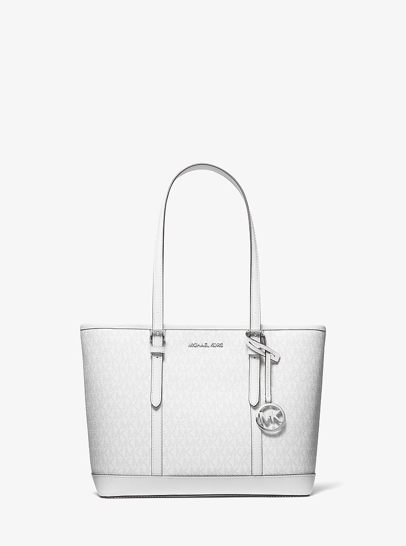 Petit sac fourre-tout Jet Set Travel &agrave; logo Signature et &agrave; fermeture &eacute;clair sur le dessus in BLANC OPTIQUE | Michael Kors