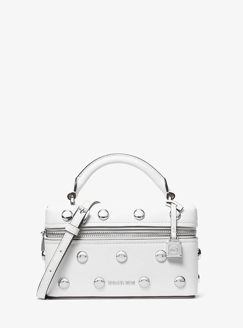 Jana Extra-Small Studded Leather Crossbody Bag in OPTIC WHITE | Michael Kors