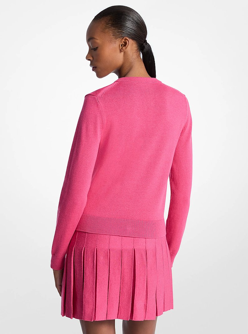 Cotton Blend Cardigan in HIBISCUS - Sale | Michael Kors [US]