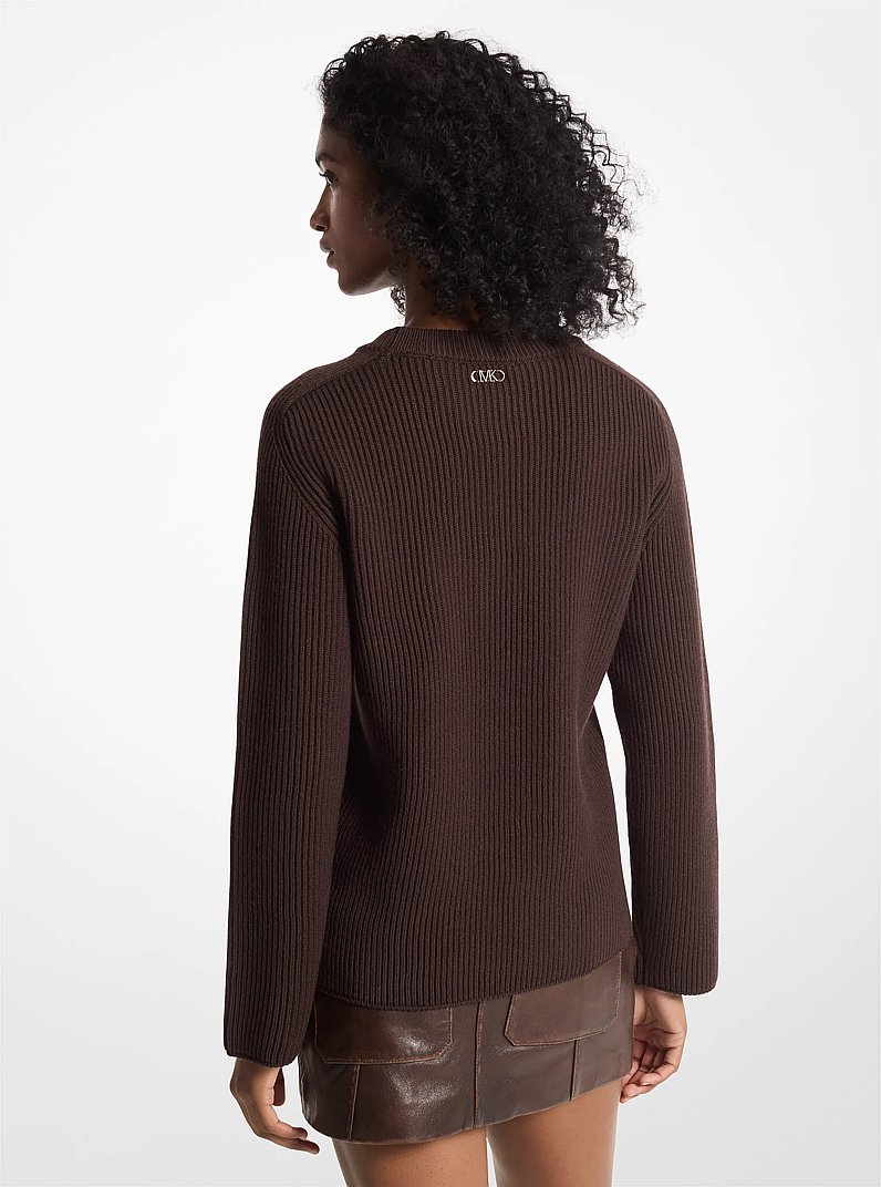 Ribbed Merino Wool Sweater in CHOCOLATE | Michael Kors