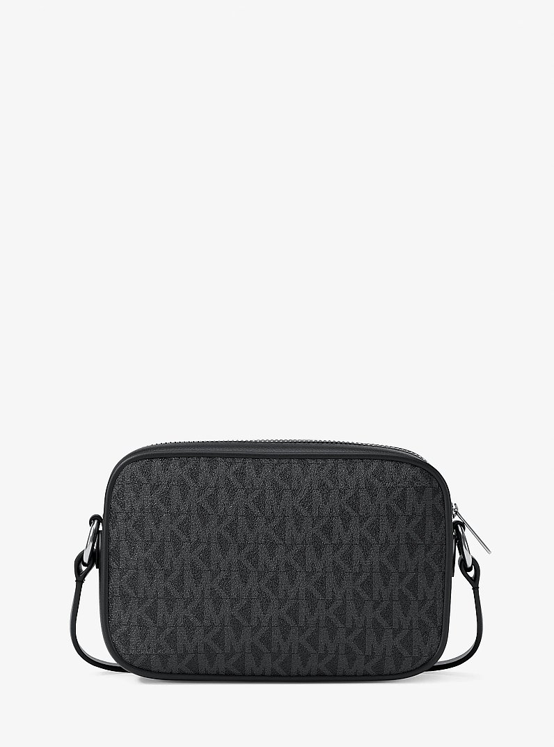 Jet Set Travel Small Signature Logo Camera Crossbody Bag in BLACK | Michael Kors