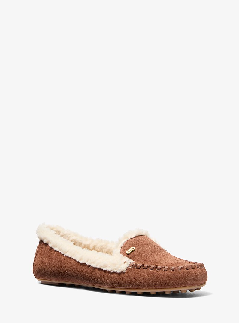 Eve Suede and Faux Shearling Moccasin in LUGGAGE | Michael Kors