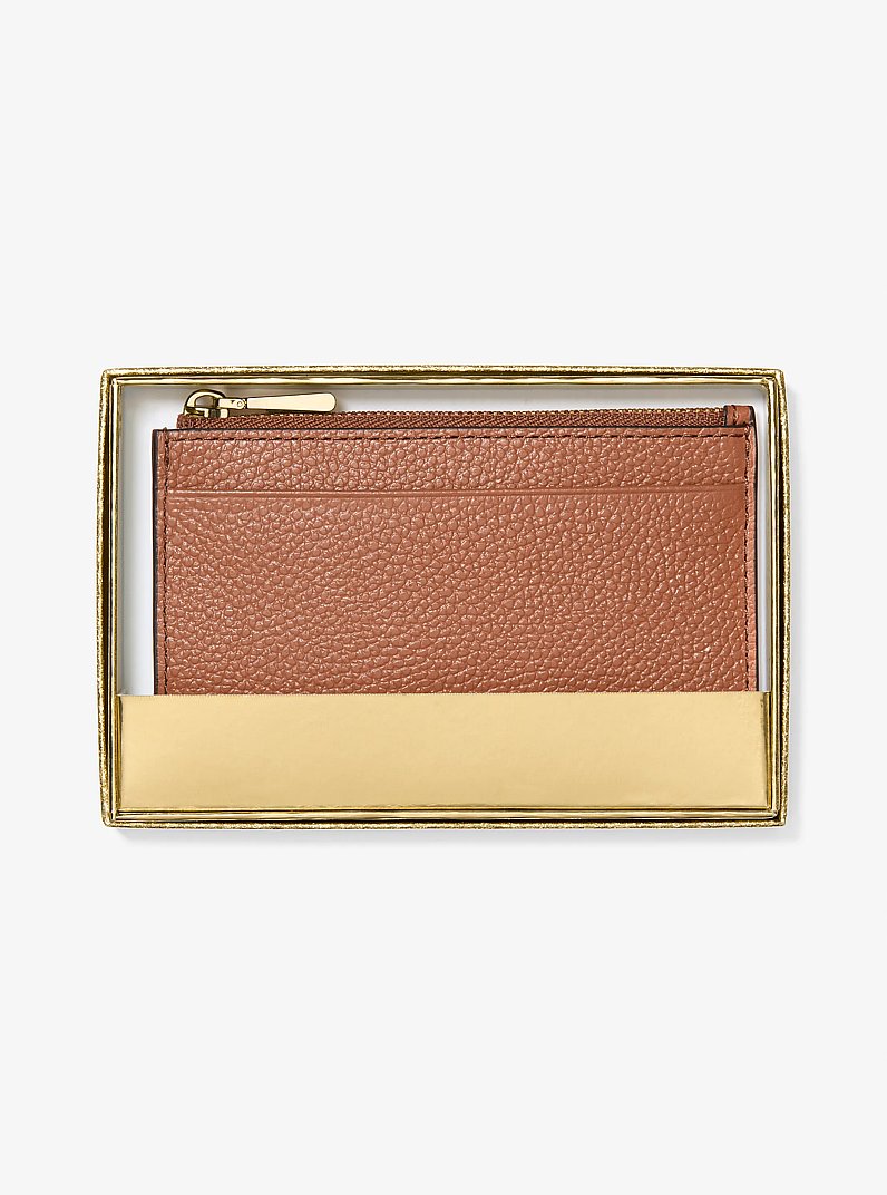 Jet Set Small Pebbled Leather Card Case in LUGGAGE | Michael Kors