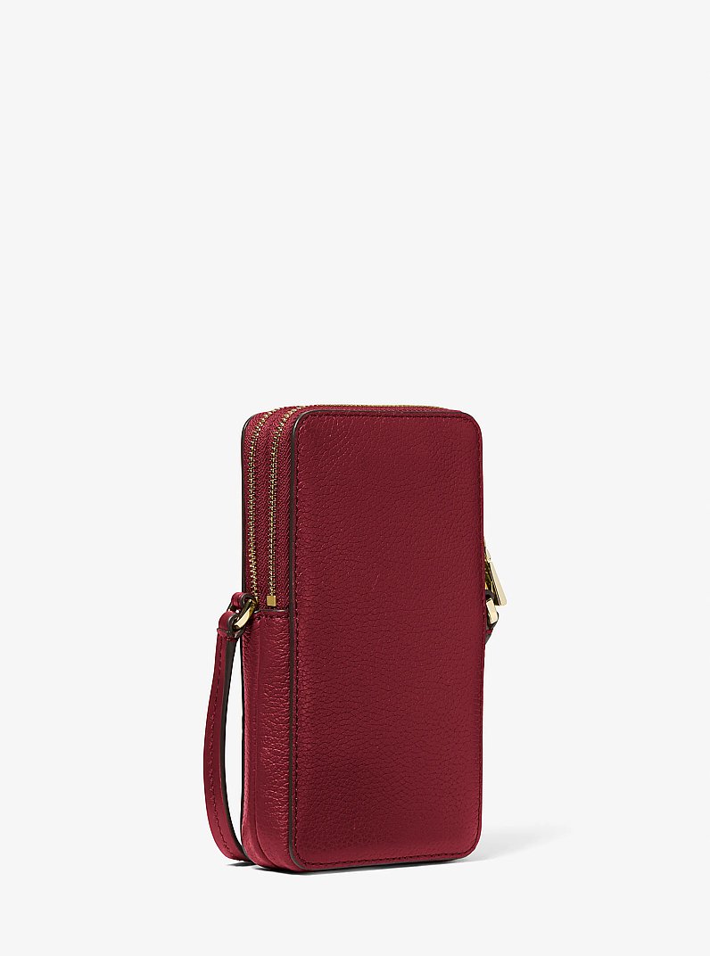 Bandolera Jet Set peque&ntilde;a de piel granulada para tel&eacute;fono in ROJO INTENSO | Michael Kors