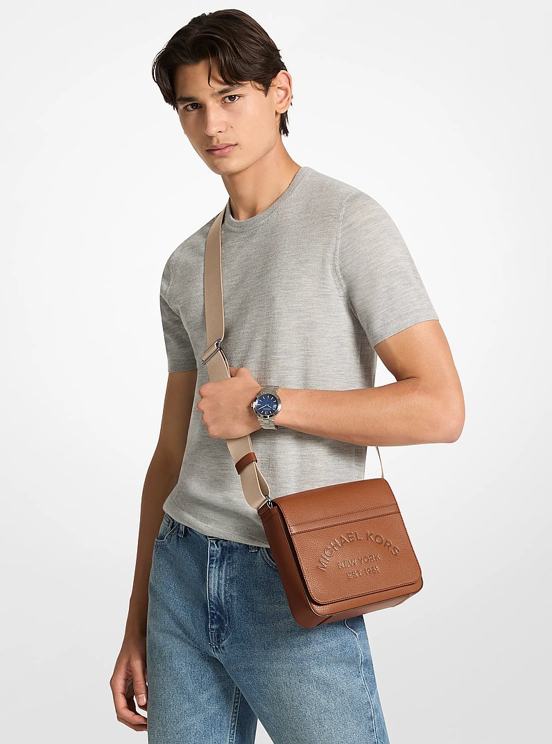 Cooper Pebbled Leather Crossbody Bag in LUGGAGE | Michael Kors