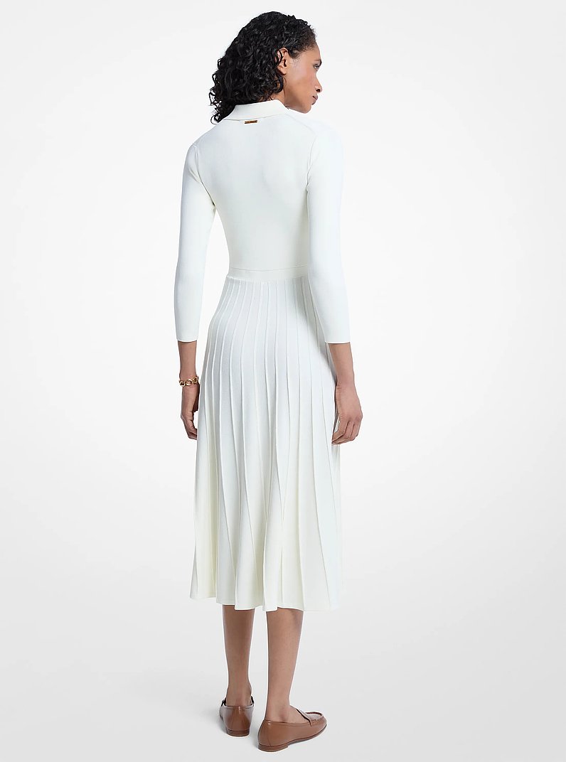 Stretch Knit Polo Sweater Dress