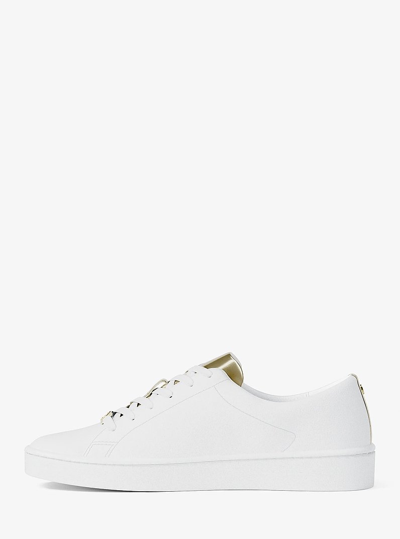 Keaton Leather and Metallic Sneaker in PALE GOLD | Michael Kors