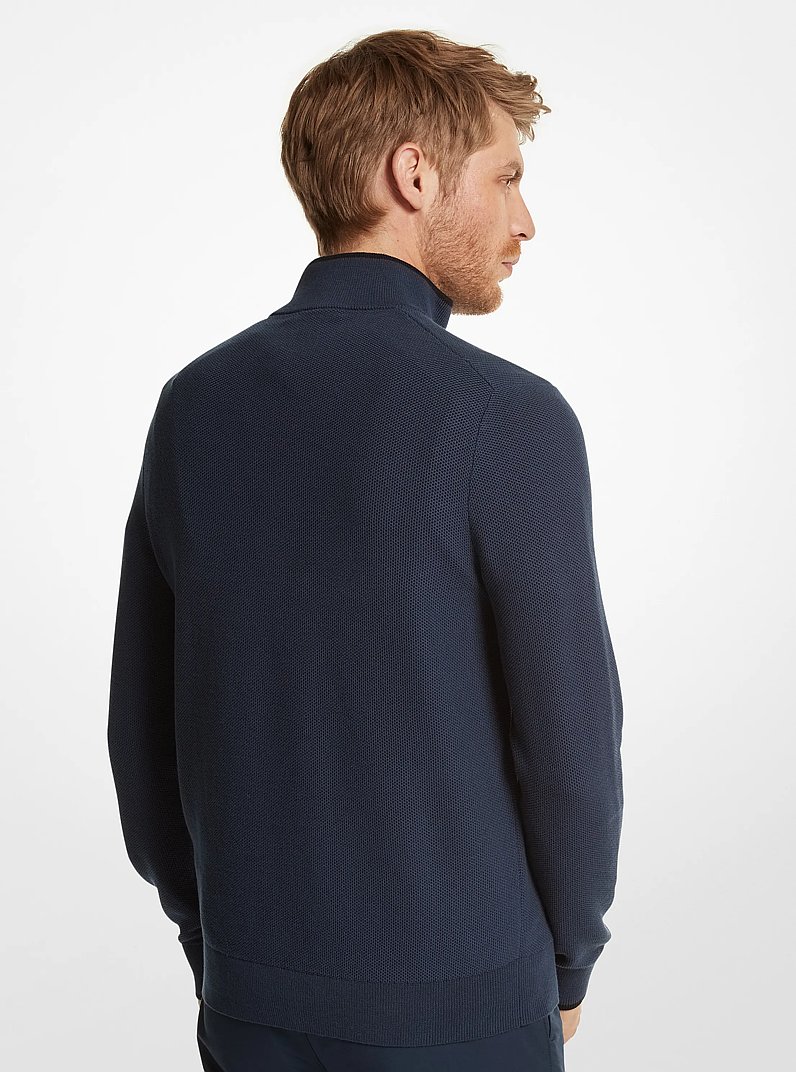 Textured Cotton Half-Zip Sweater