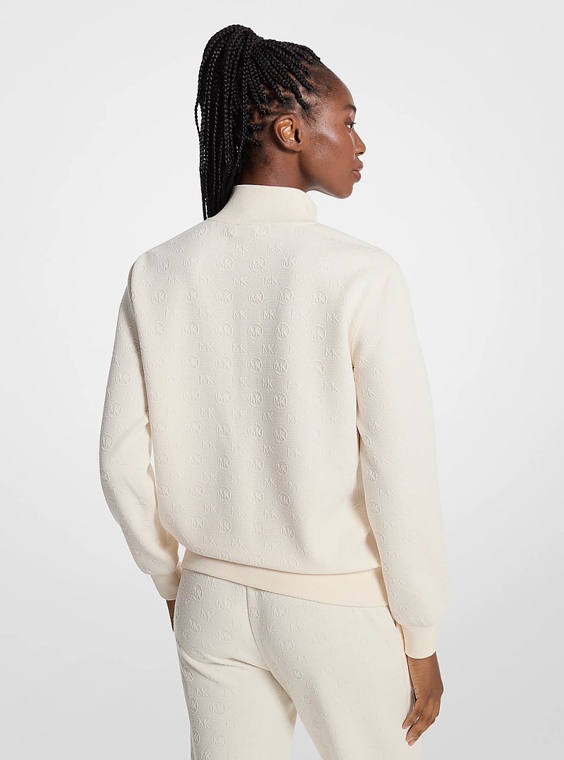 Logo Jacquard Quarter-Zip Sweater in BONE - Sale | Michael Kors [US]
