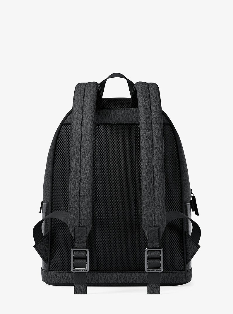 Cooper Medium Pebbled Leather and Signature Logo Commuter Backpack in BLACK | Michael Kors