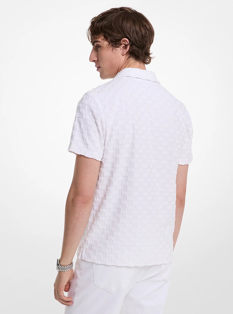 Logo Jacquard Terry Polo Shirt in WHITE | Michael Kors