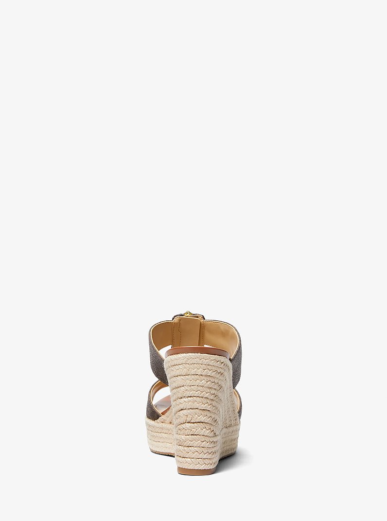 Bradley Signature Logo Wedge Sandal in BROWN | Michael Kors