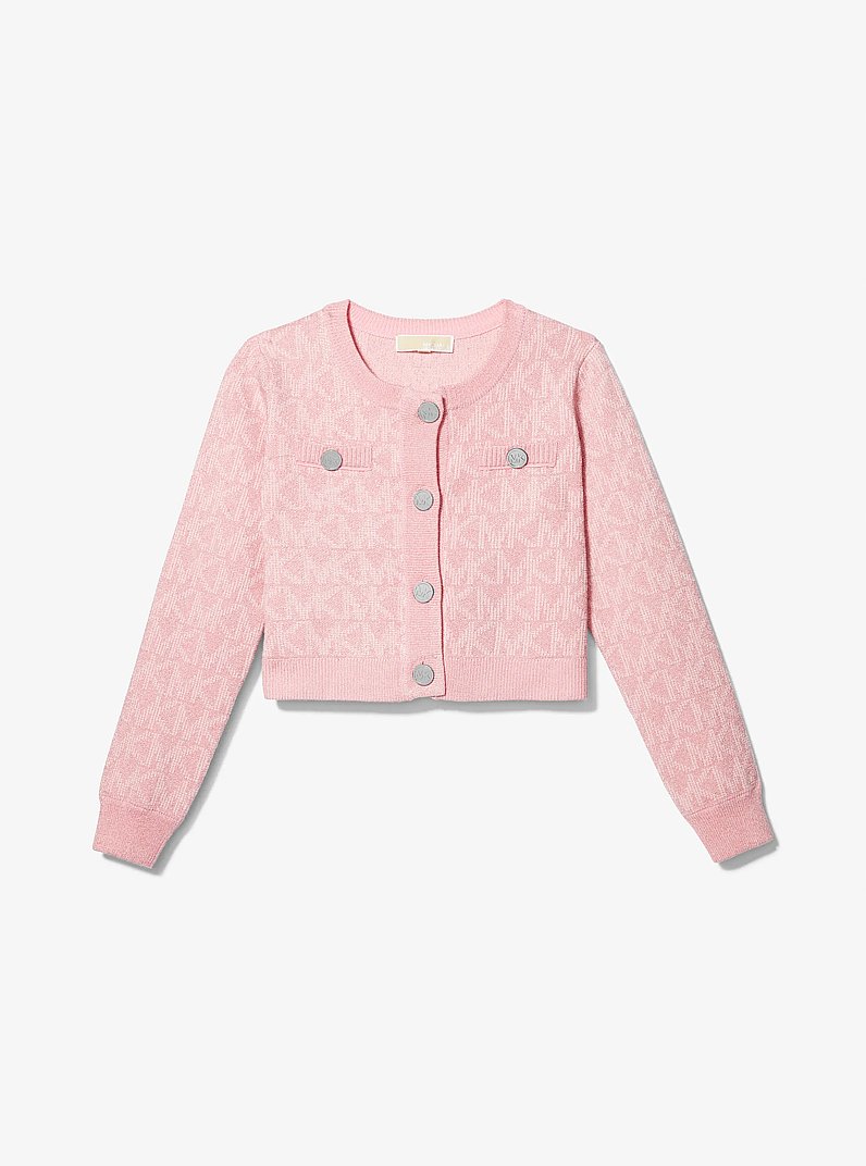 Logo Jacquard Cardigan in PINK | Michael Kors