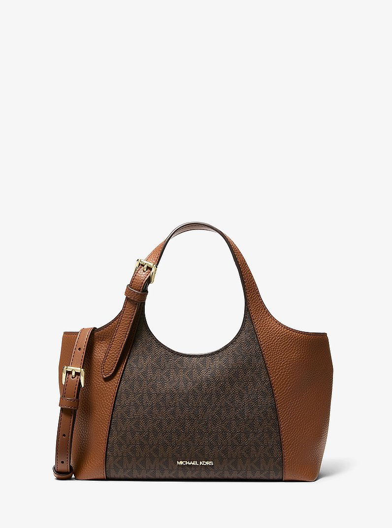 Bernie Small Signature Logo Satchel in BROWN | Michael Kors