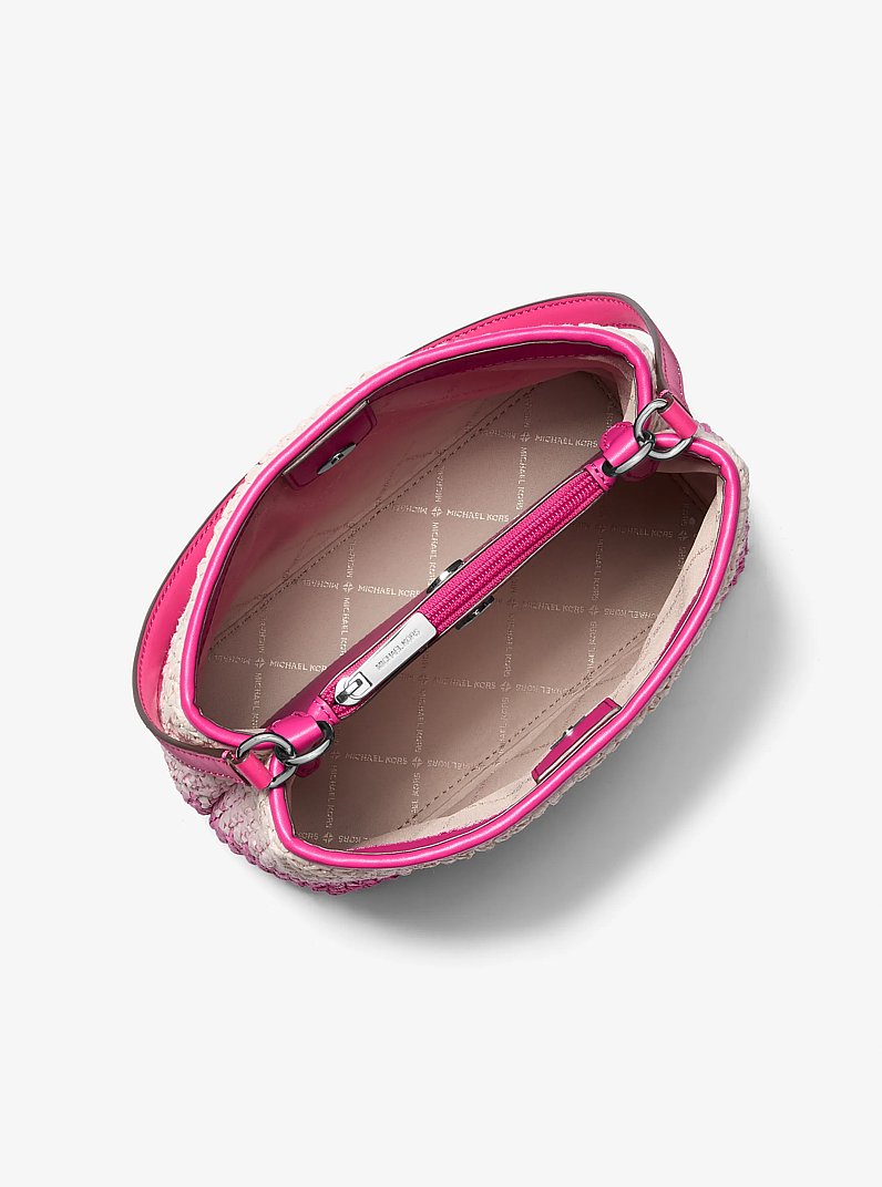 Pratt Medium Ombr&eacute; Straw Shoulder Bag in DRAGONFRUIT | Michael Kors