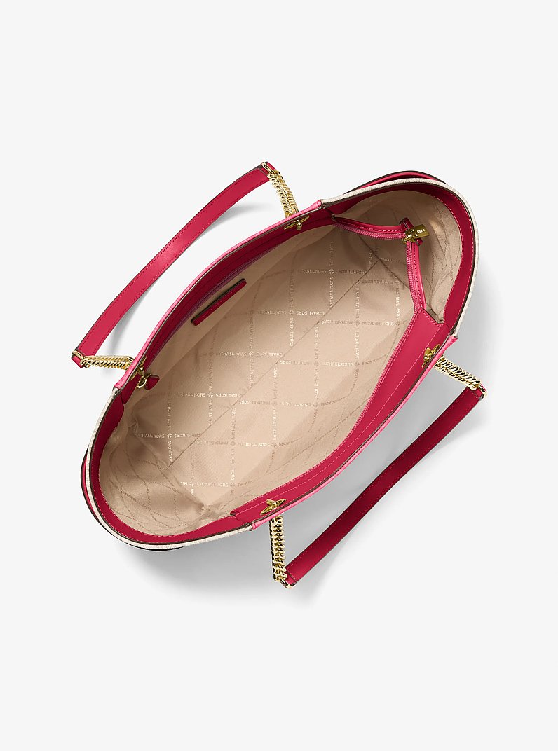 Jet Set Large Color-Block Signature Logo Tote Bag in CHERRY MULTI | Michael Kors