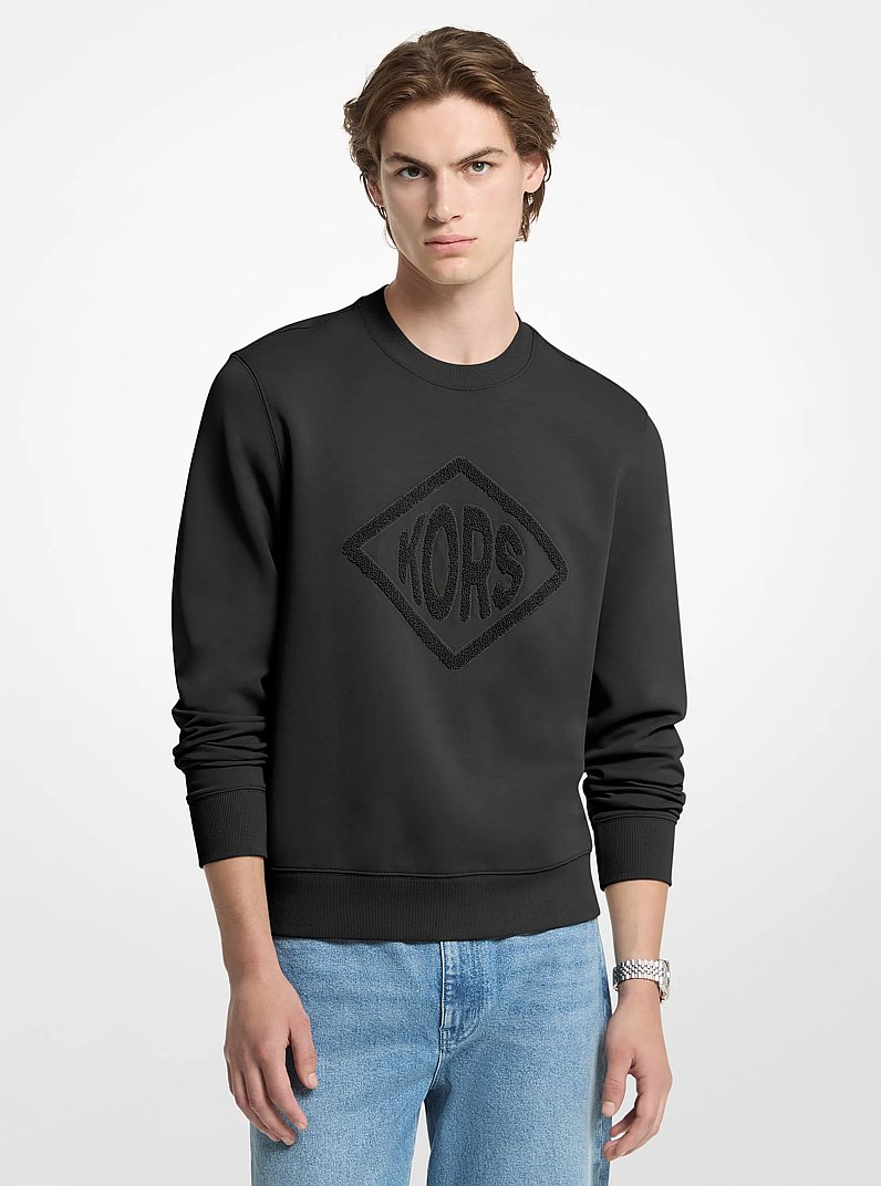 Logo Cotton Blend Sweater in BLACK | Michael Kors