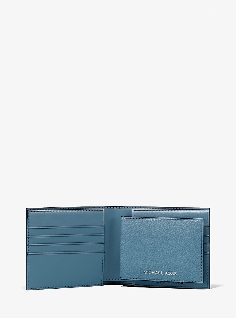 Cooper Pebbled Leather Billfold Wallet With Passcase in DENIM | Michael Kors