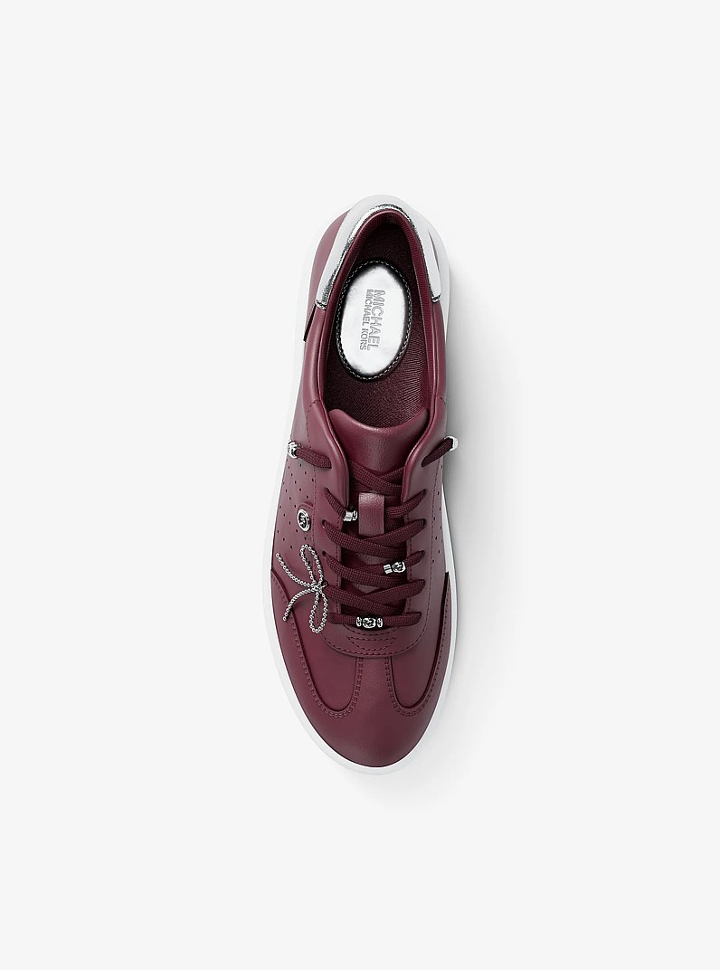 Scotty Embellished Leather Sneaker in OXBLOOD | Michael Kors