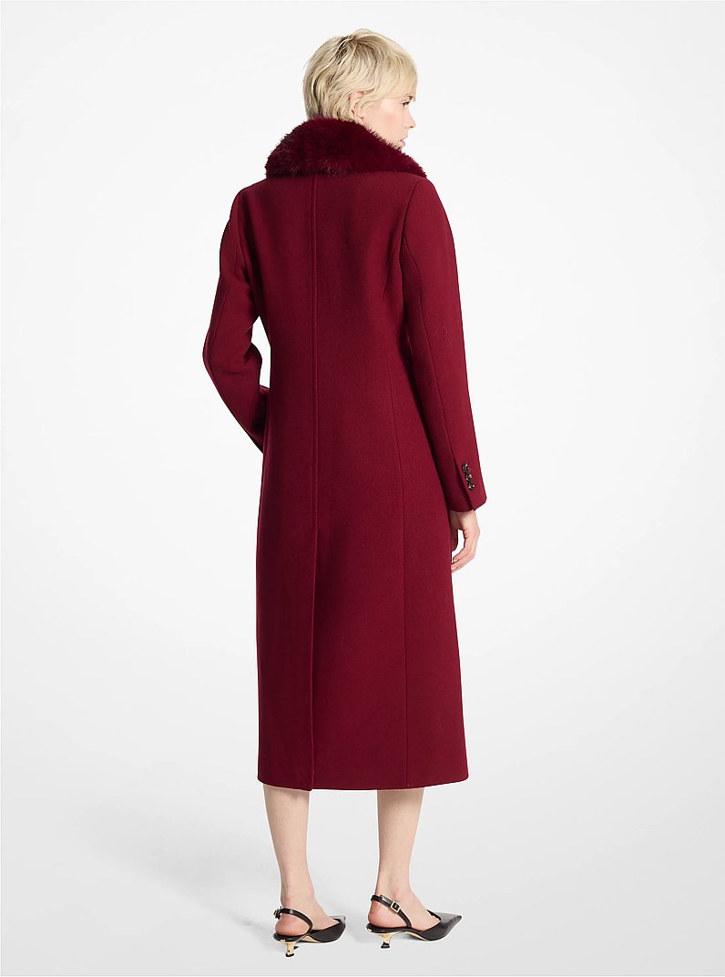 Faux Fur Collar Wool Blend Coat