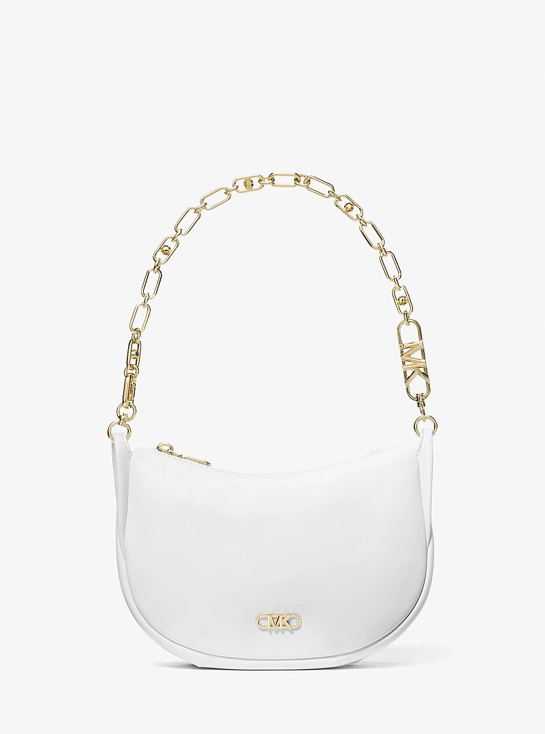 Kendall Small Leather Shoulder Bag in OPTIC WHITE | Michael Kors