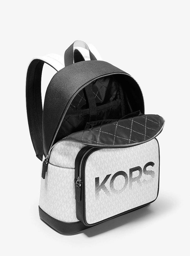 Cooper Signature Logo Backpack in BLACK/WHITE | Michael Kors