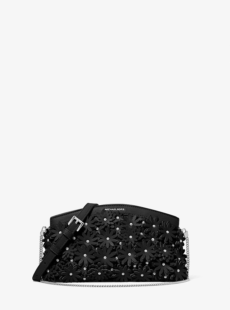 Wandelbare Clutch Athena mit Blumenapplikationen in SCHWARZ | Michael Kors